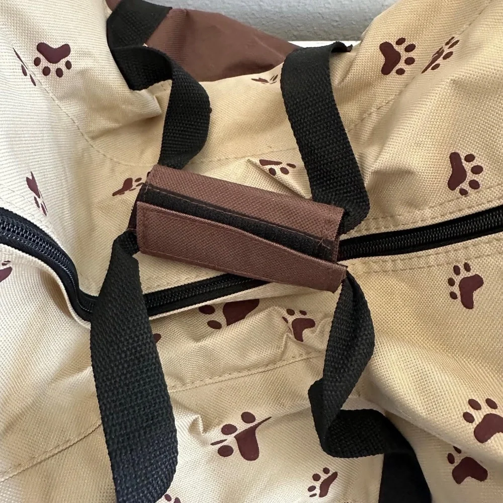 Dog & Cat Traveling Carrier with Wheels Paw Print Pet Travel Bag